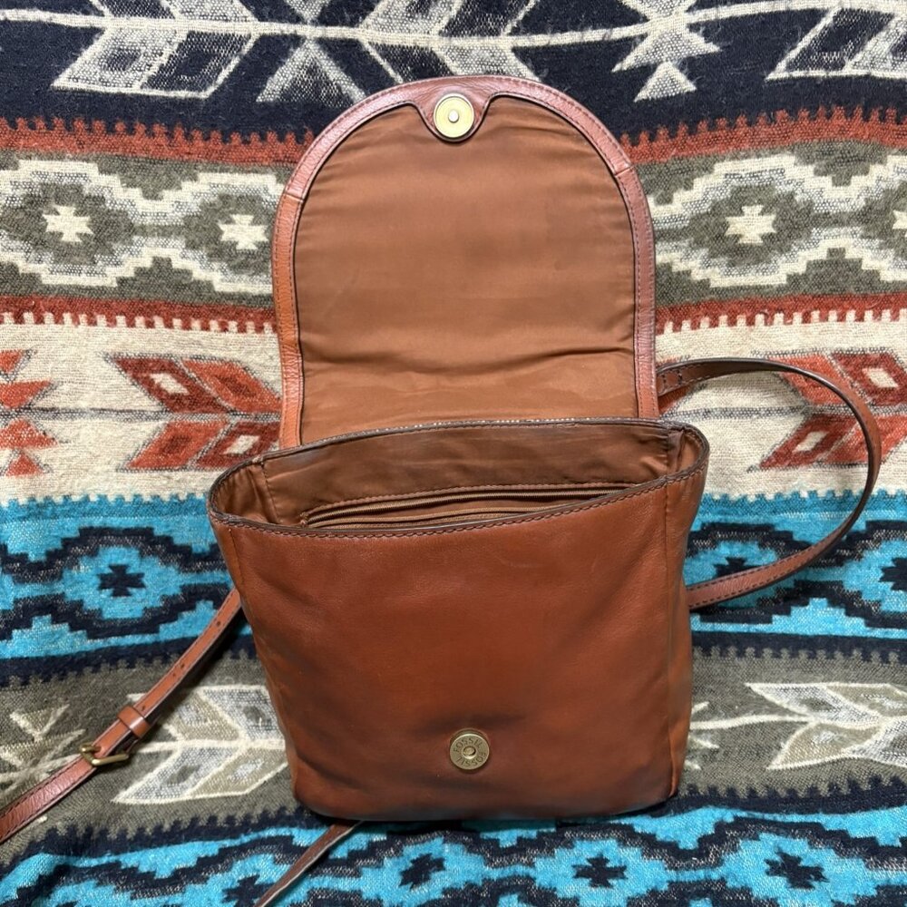 FOSSIL Vintage Classic Crossbody Brandy Leather Brown SHB2355213 Studs - Picture 3 of 11